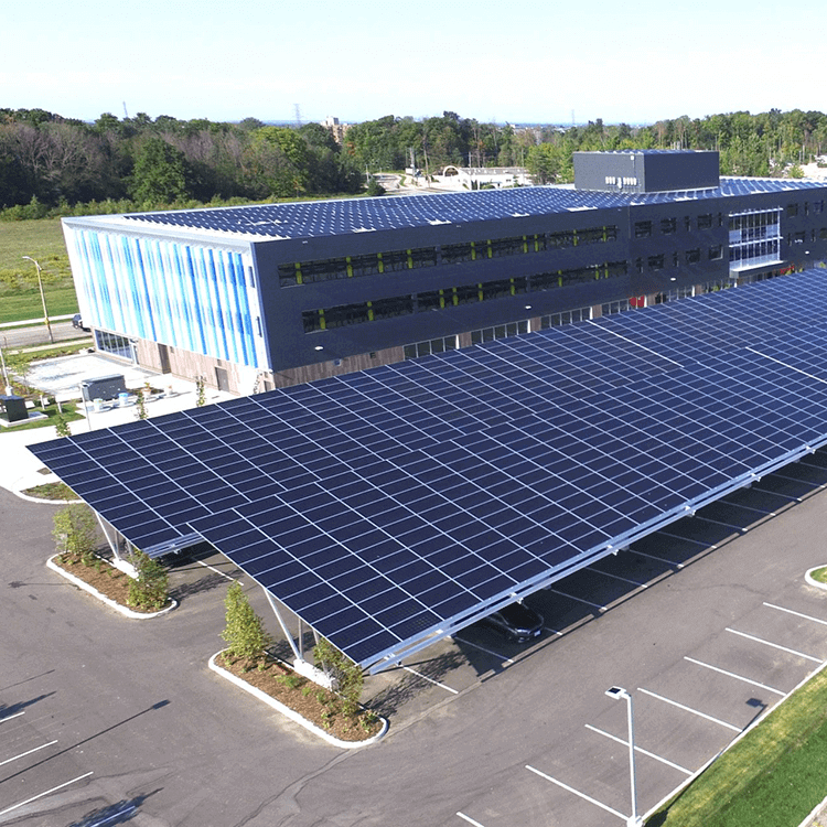 400kWp carport and 768kWp on roof Evolv 1 Waterloo Canada installed by VCT Group